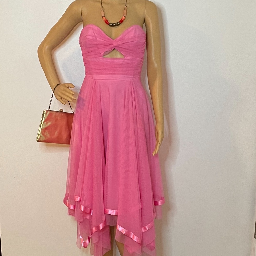 Bubble gum pink Vintage bubblegum pink strapless princess gown!